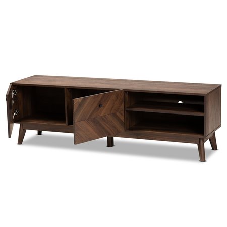 Baxton Studio Hartman Mid-Century Walnut Brown Finished Wood TV Stand 193-12377-ZORO